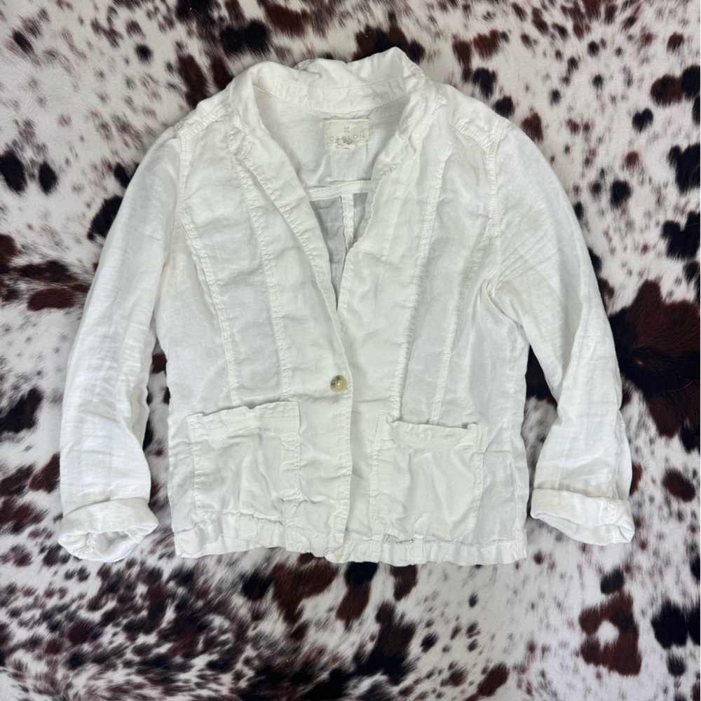 Caslon White 100% Linen Jacket Blazer Casual Summer Wear